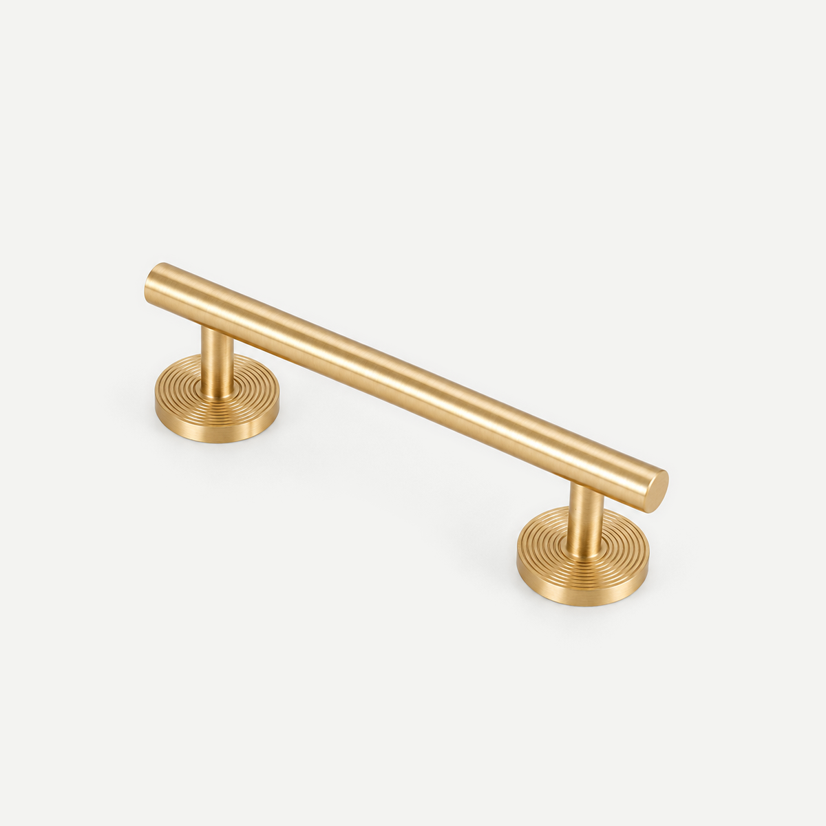 Brushed solid brass cabinet handle - 96mm hole centres