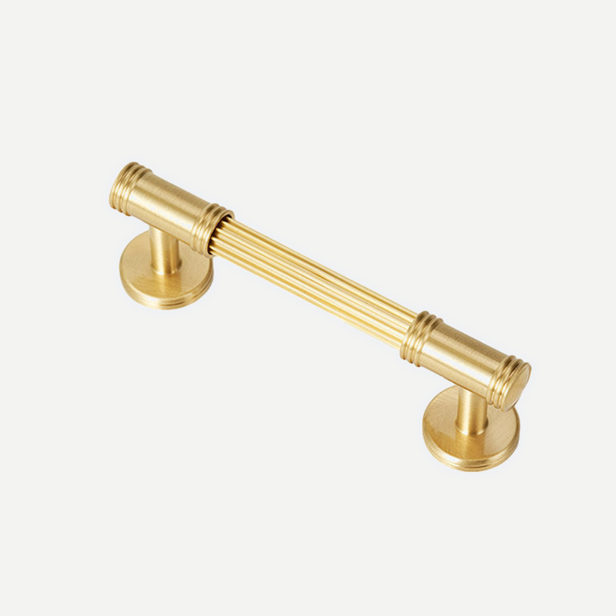 Brushed Brass Fluted Cabinet Handle - 96mm hole centres