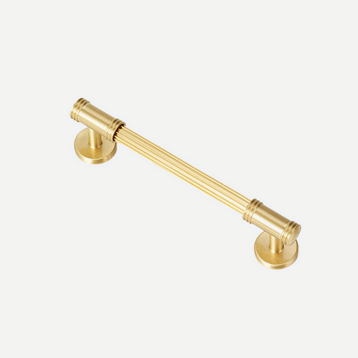 Brushed Brass Fluted Cabinet Handle - 128mm hole centres