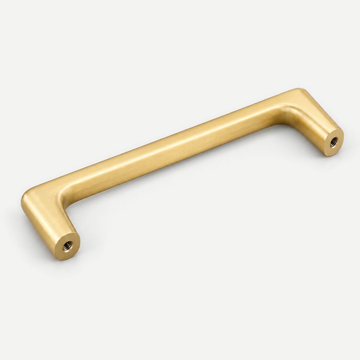 Brushed brass D handle - underside mounting view