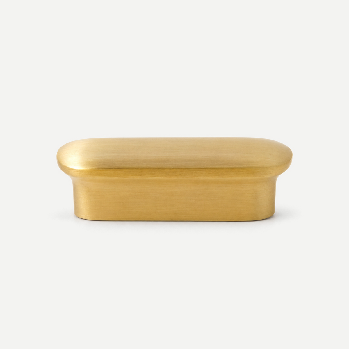 Brass lip pull - actual32mm centres single product, restrained natural satin finish