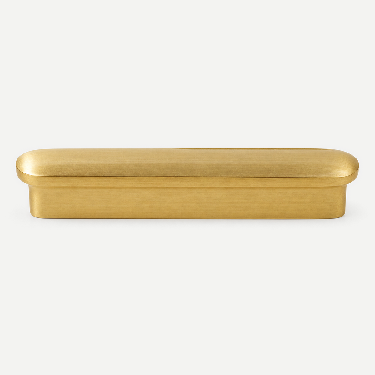 Brass lip pull - actual64mm centres single product, restrained natural satin finish