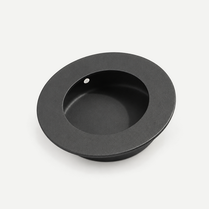 Round recessed finger pull - Matt Black50mm single