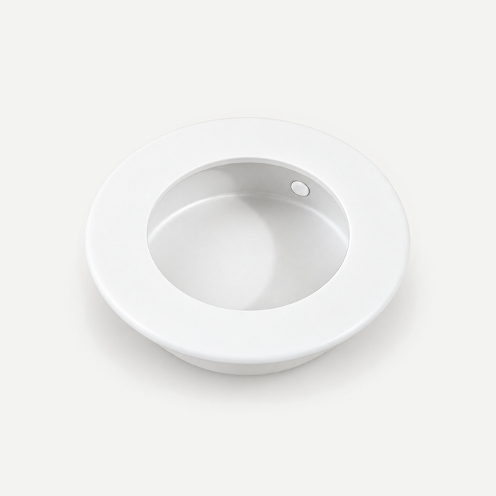 Round recessed finger pull - White50mm single
