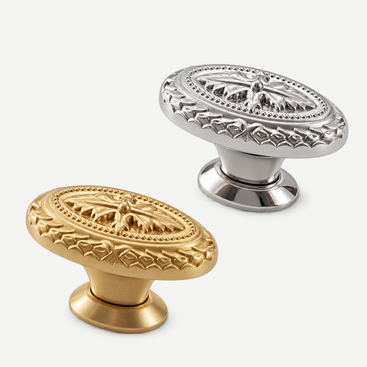 Oval cabinet knob - gold and silver colour choices