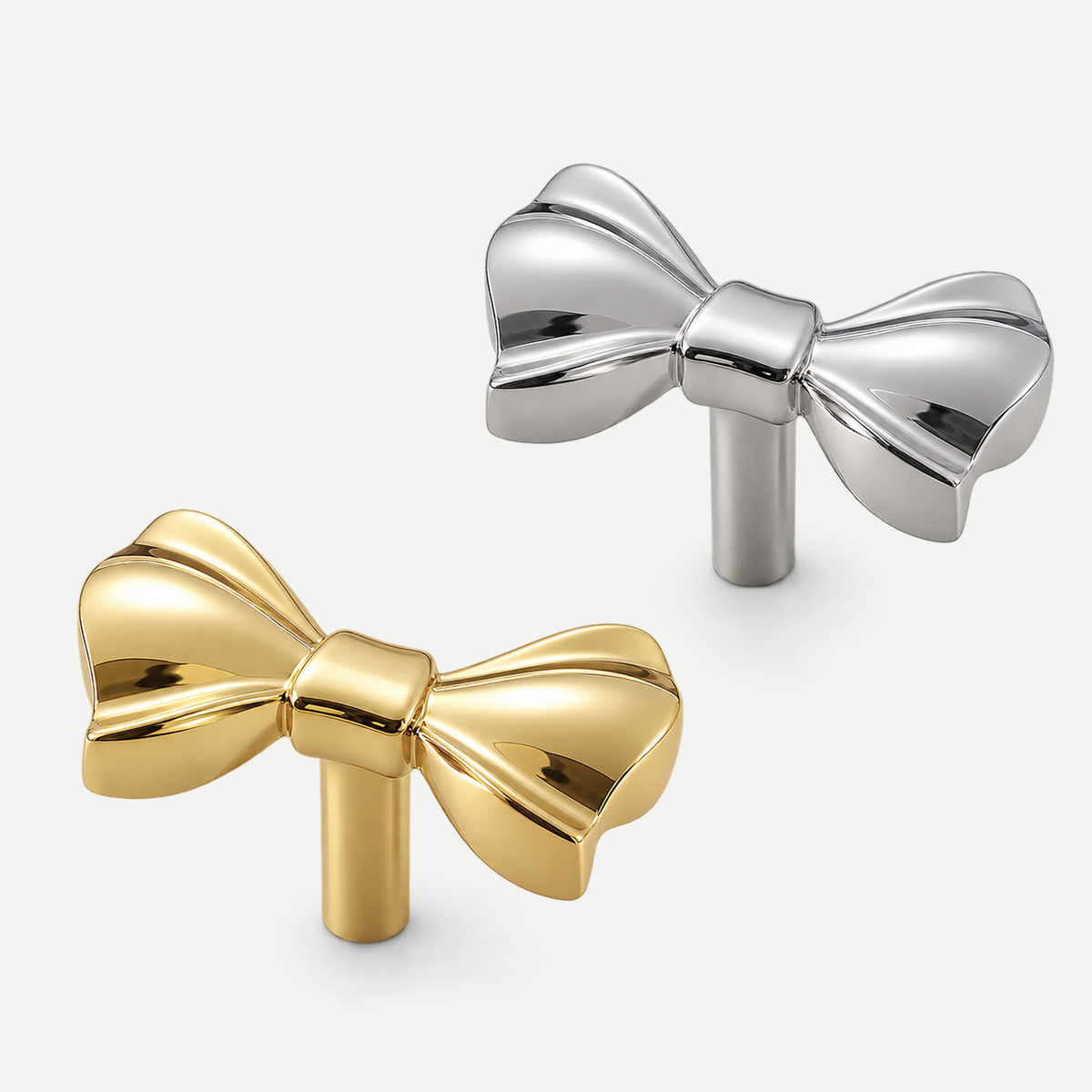 French bow cabinet knobs - gold and silver colour comparison