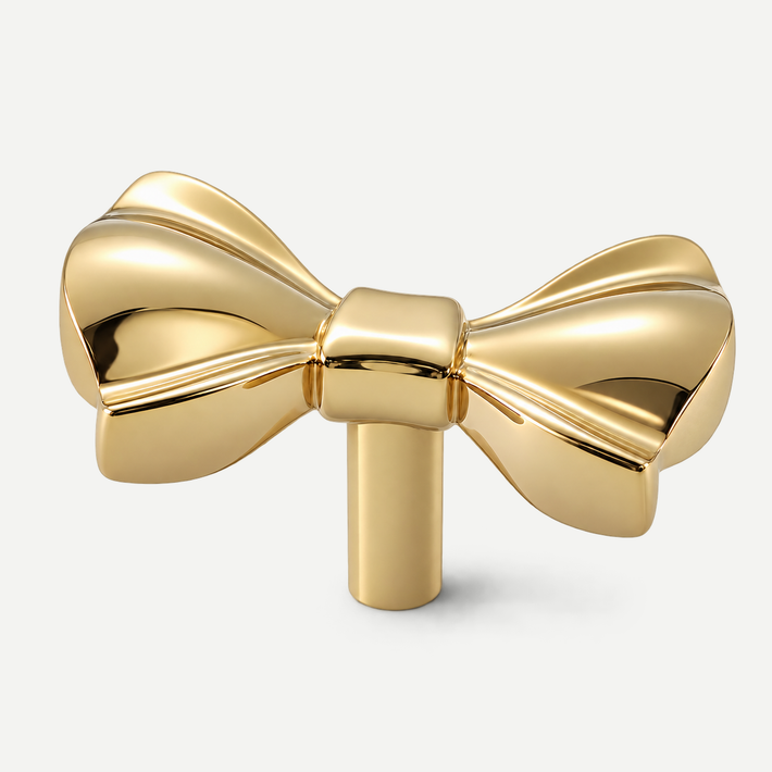 Gold French bow cabinet knob43mm - single item