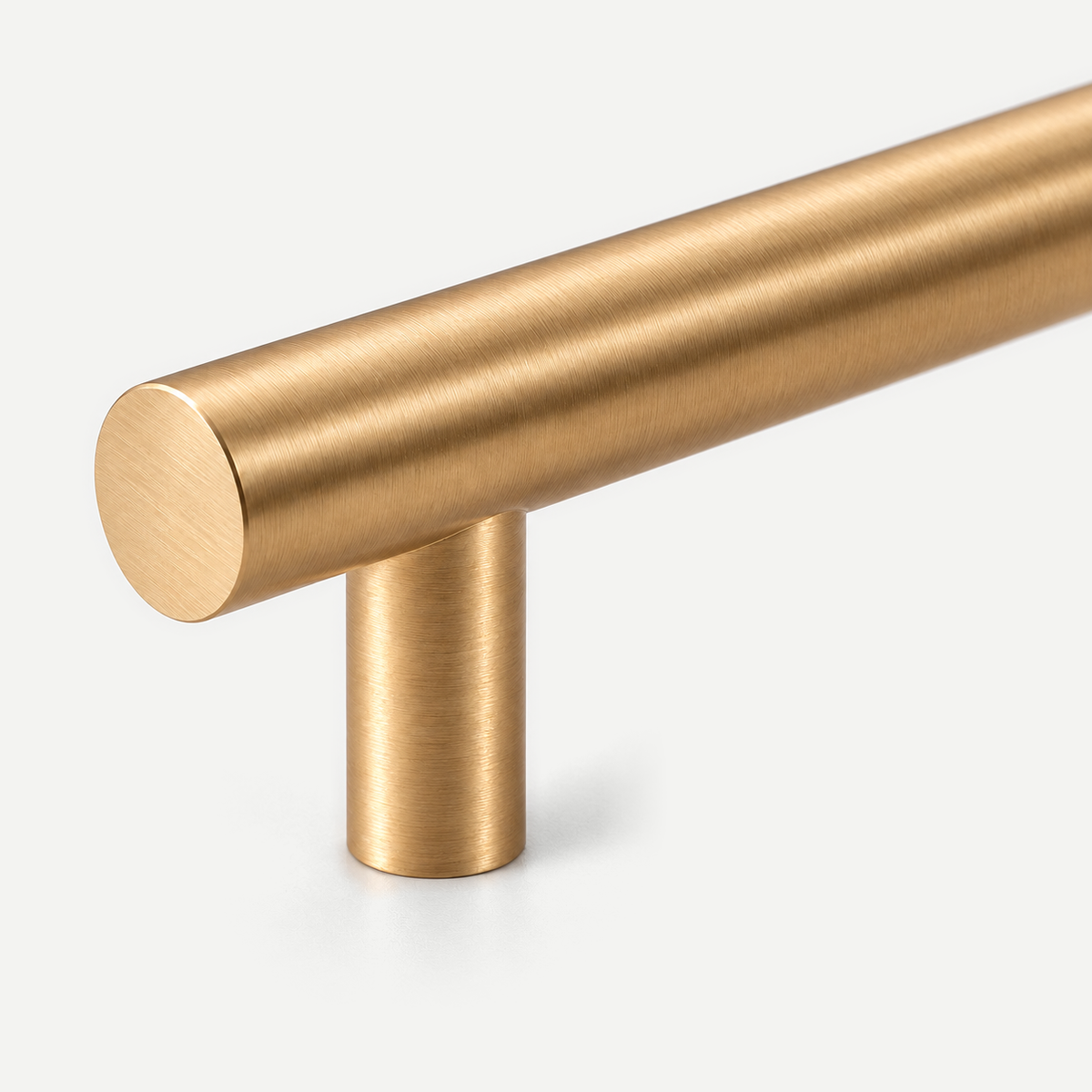 Solid copper cabinet handle brushed finish and end detail