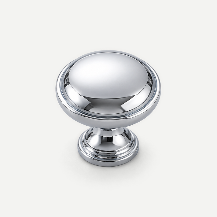 Silver round cabinet knob - 28mm diameter