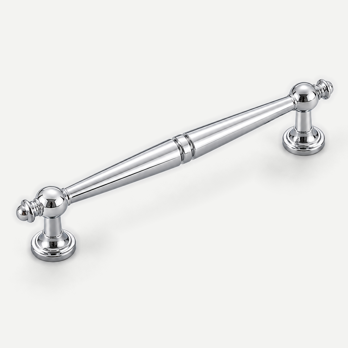 Silver spindle cabinet pull - 128mm hole spacing