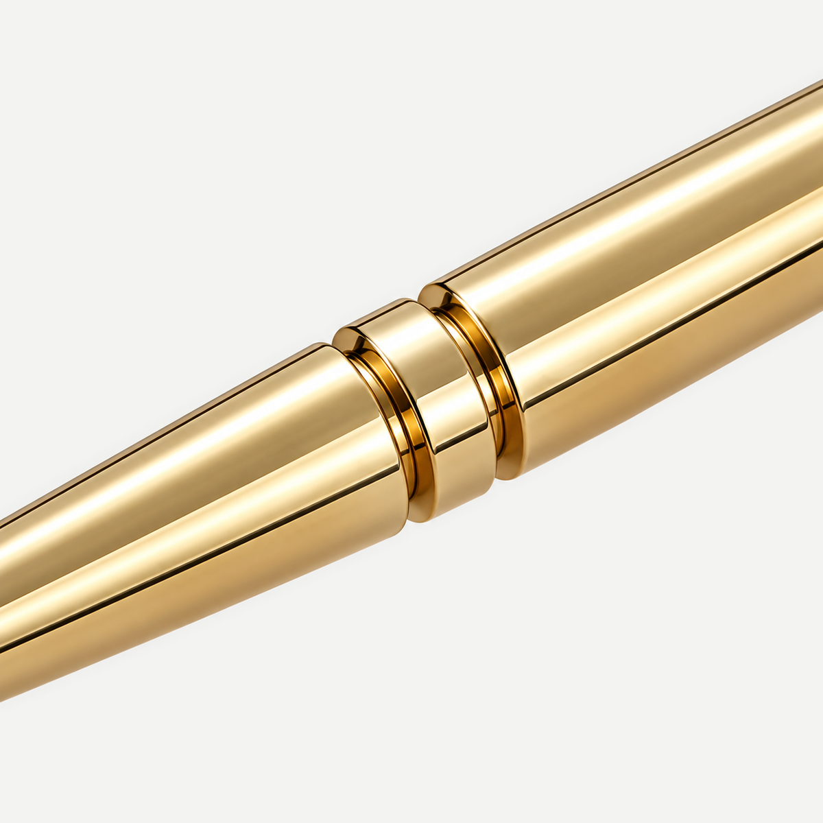 Gold spindle pull - tapered grip and centre double-ring collar detail