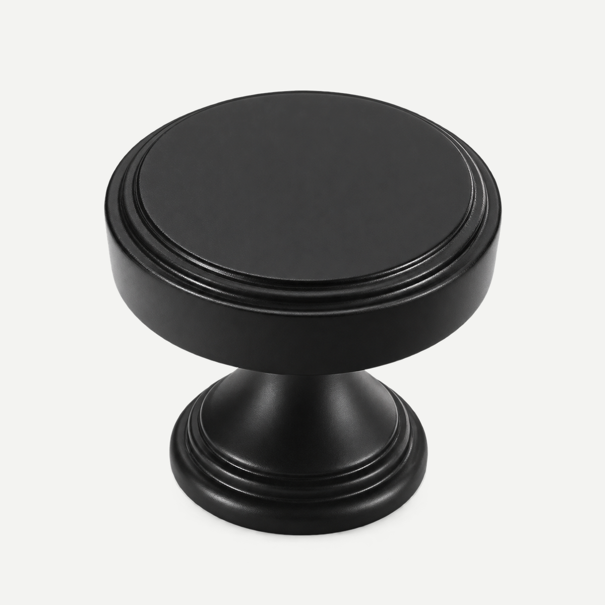 Round stepped cabinet knob - Matt Black single item