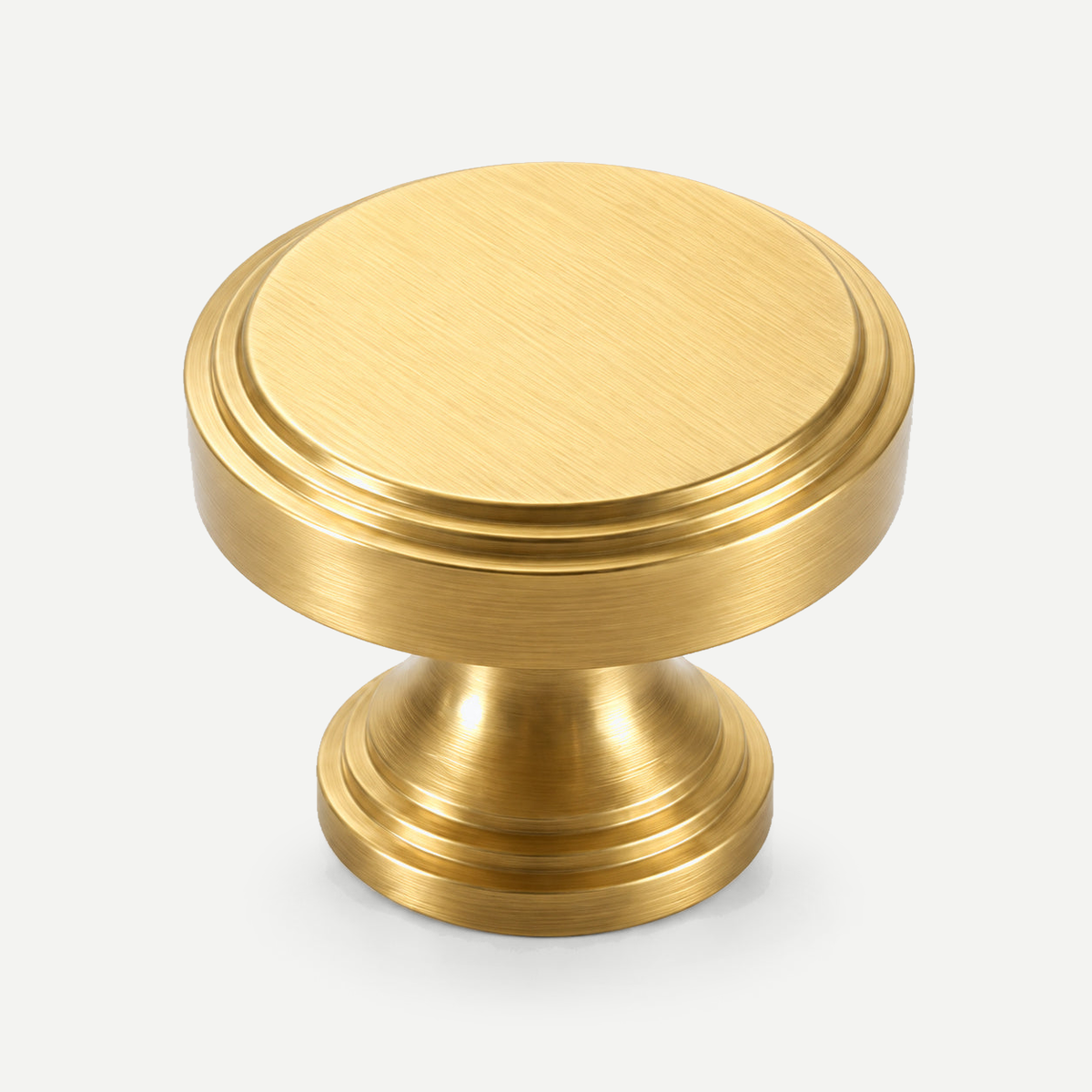 Round stepped cabinet knob - Brushed Brass single item