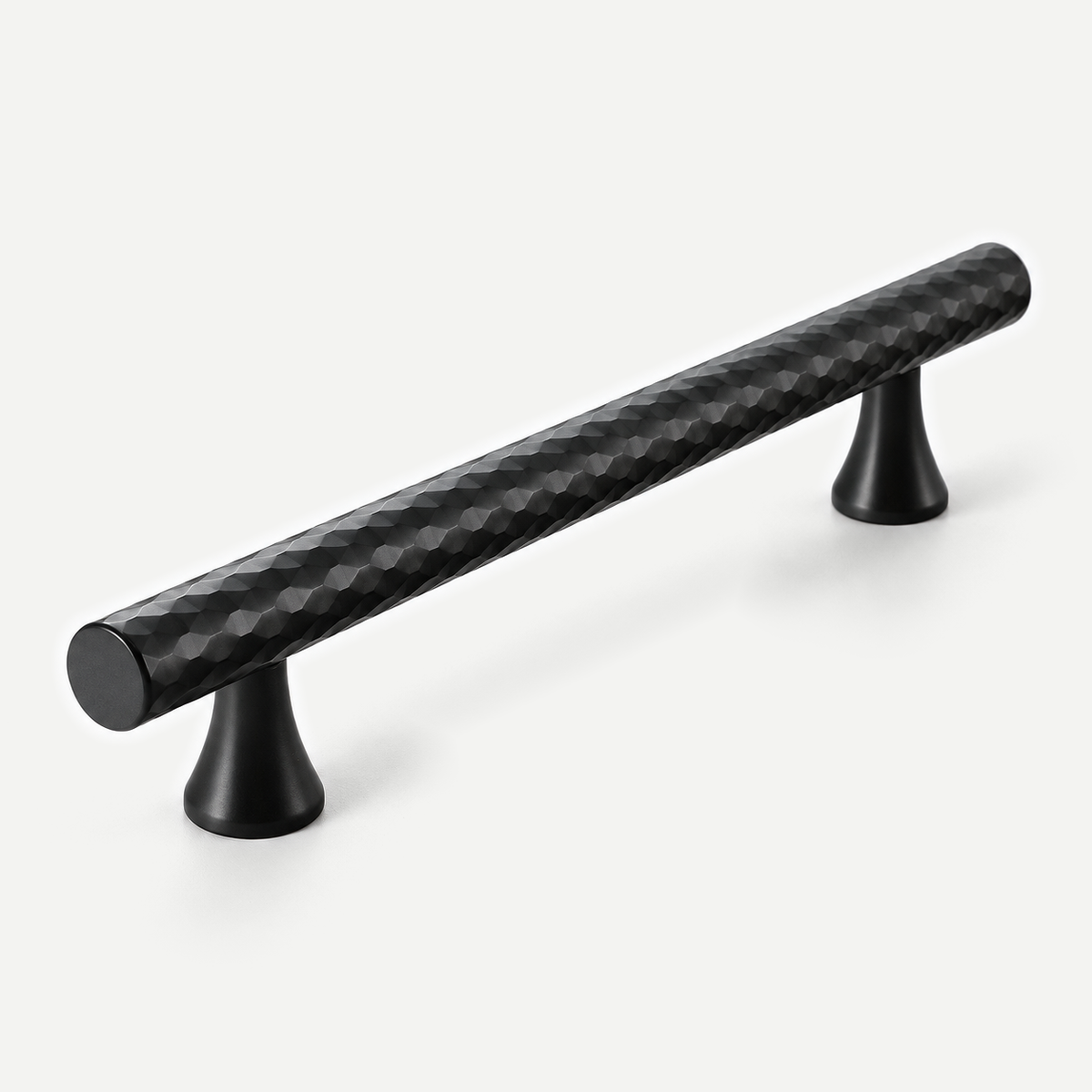 Black diamond knurled cabinet handle side mounting view