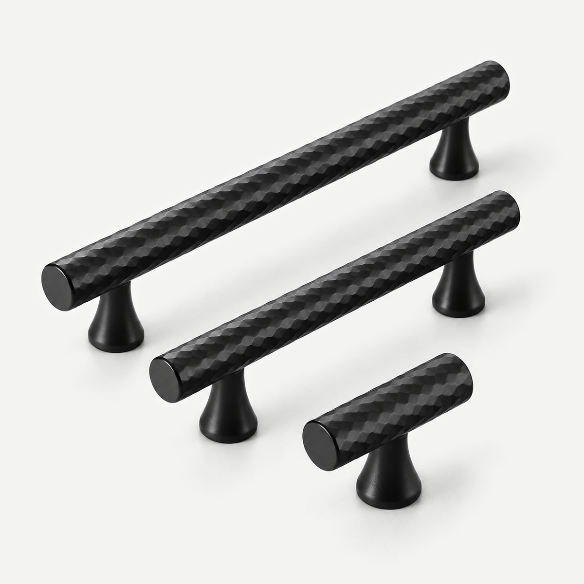 Black diamond knurled cabinet handle complete size range 56mm 148mm 178mm