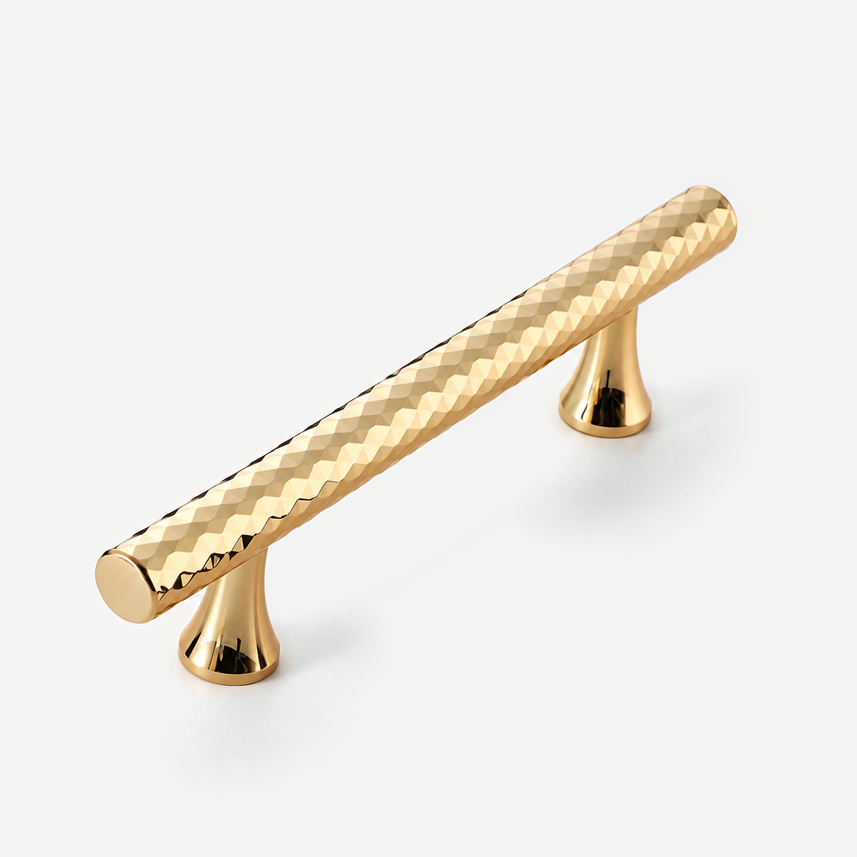 Gold diamond knurled cabinet pull handle 148mm
