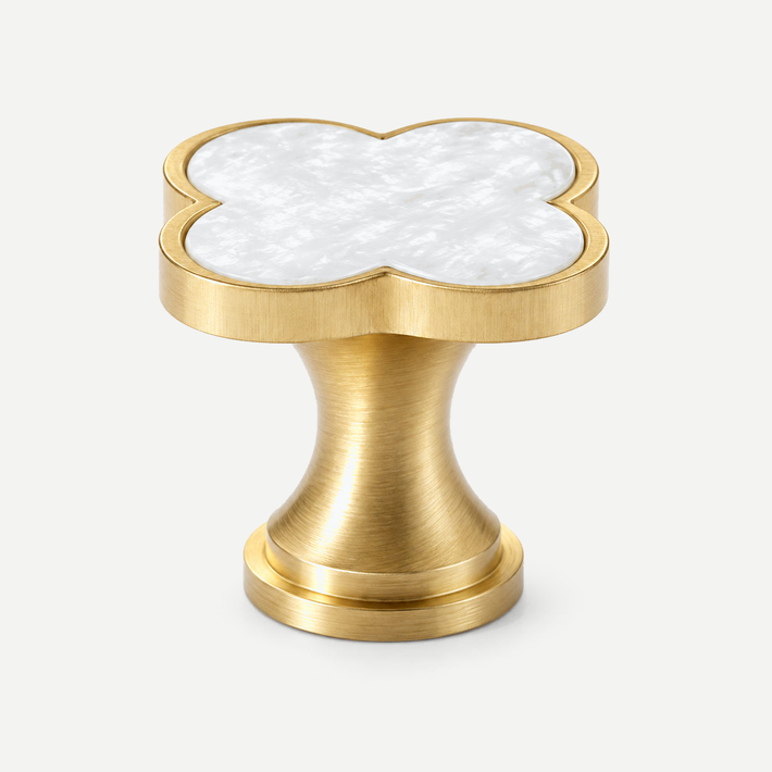 Four-leaf clover cabinet knob - Glaze White single