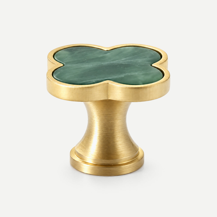 Four-leaf clover cabinet knob - Green single