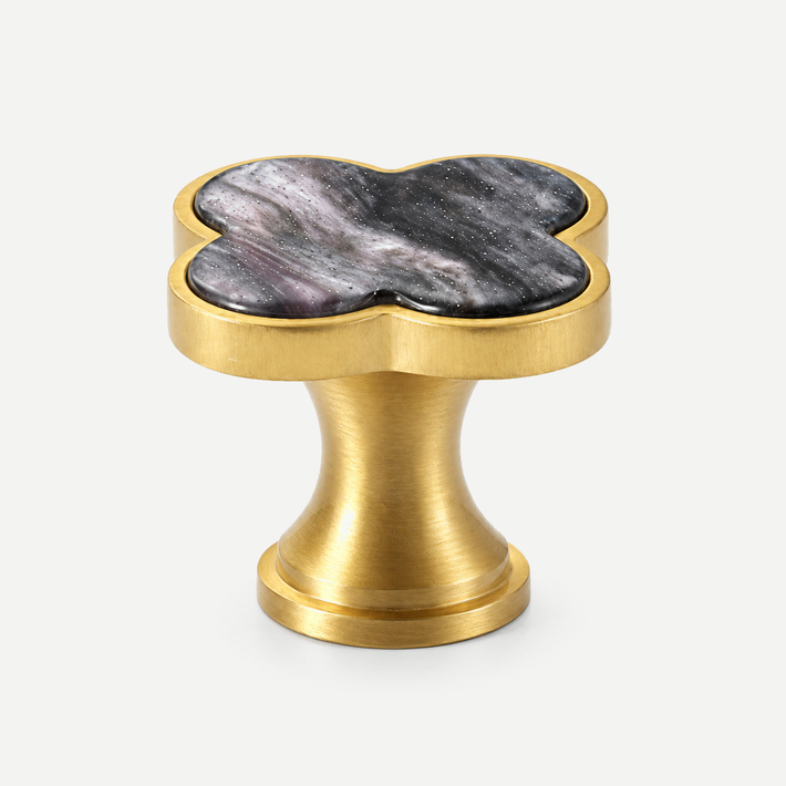 Four-leaf clover cabinet knob - Galaxy Black single