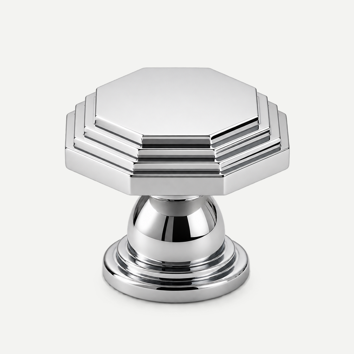 Polished silver octagon cabinet knob32mm - single product