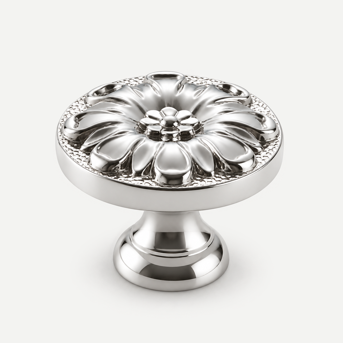 Mira silver floral brass cabinet knob - single35mm