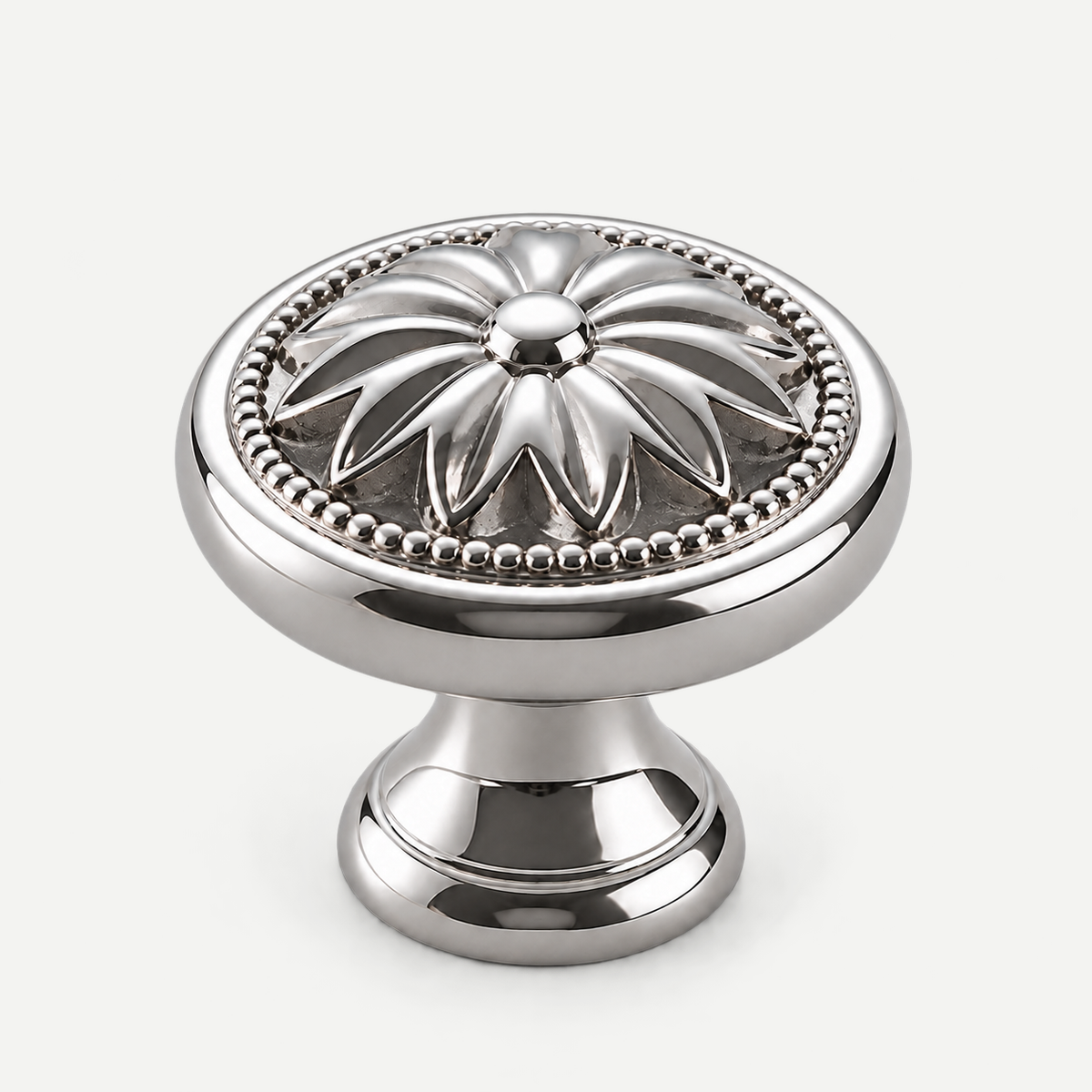 Tova silver floral brass cabinet knob - single30mm