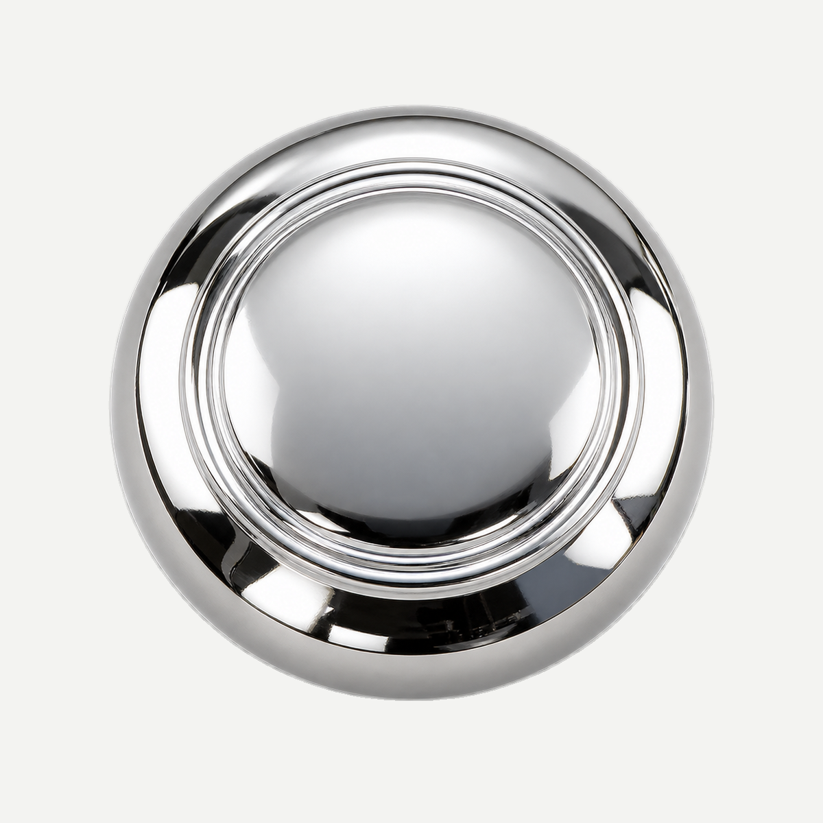 Round chrome knob - domed top and fine concentric rim detail