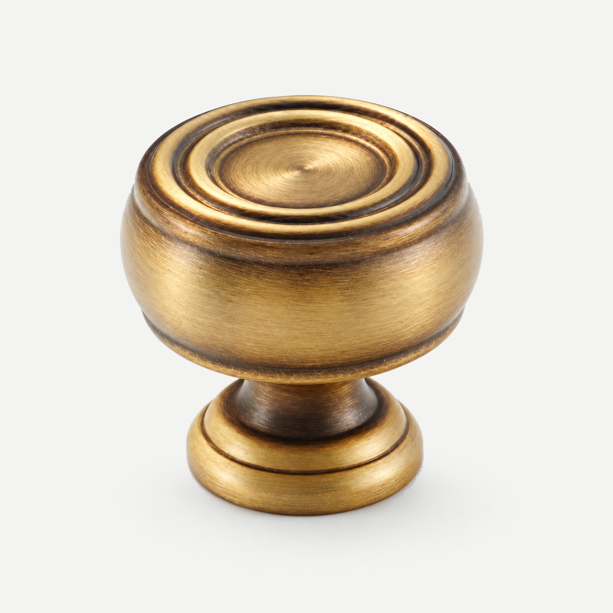 Antique brass barrel cabinet knob - main product view