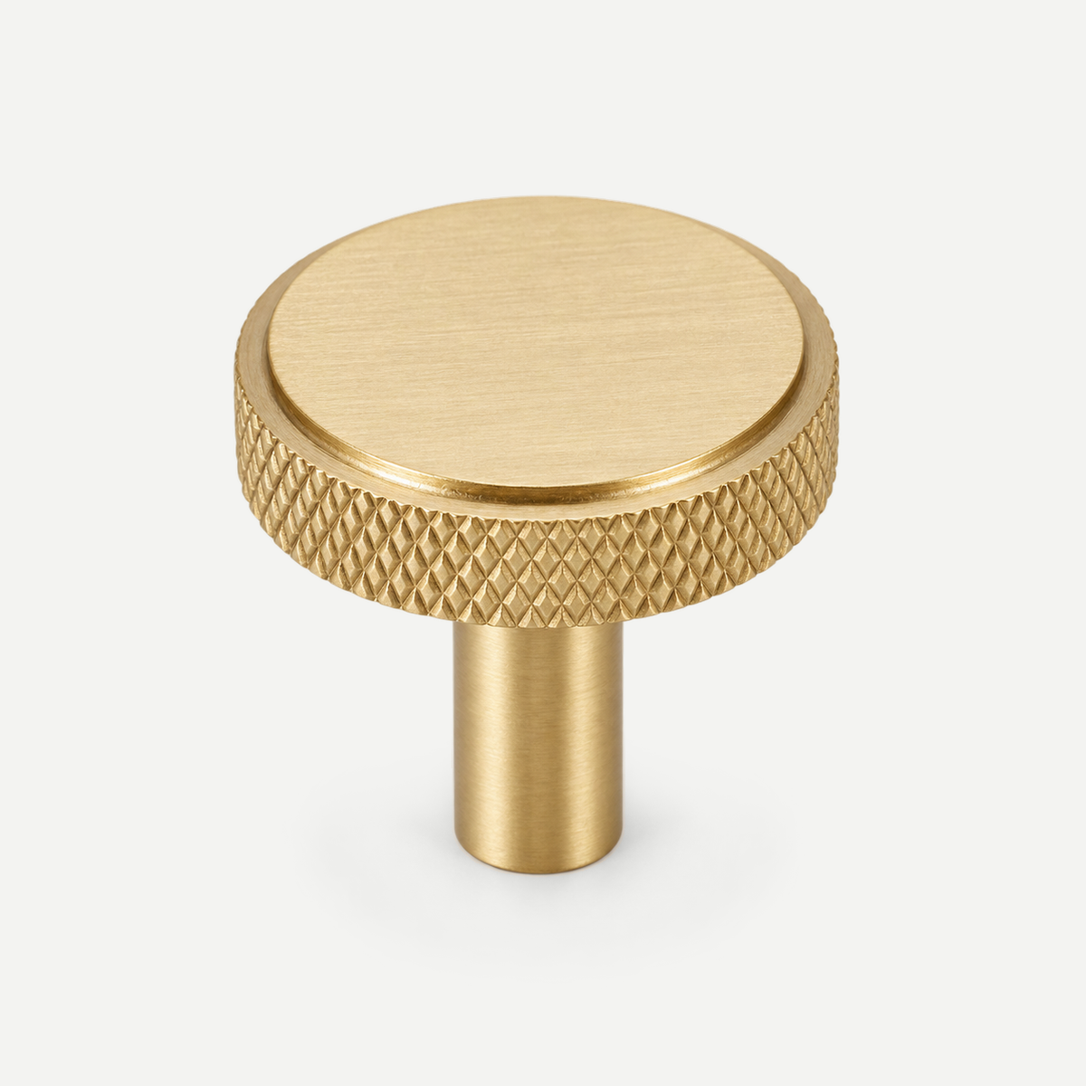 Brushed brass knurled disc knob35mm - single main