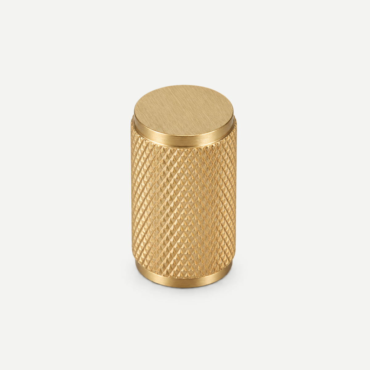 Brushed gold knurled cylinder knob - diameter14mm overall height25mm single item