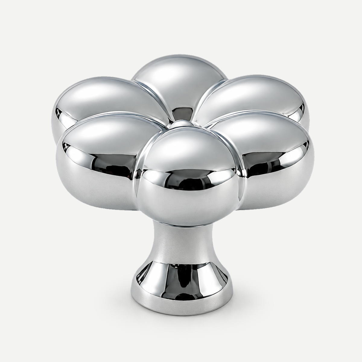 Silver six-petal cabinet knob32mm - single item