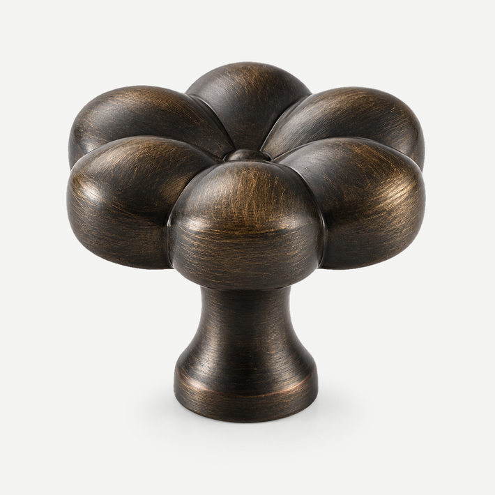 Brown six-petal cabinet knob32mm - single item