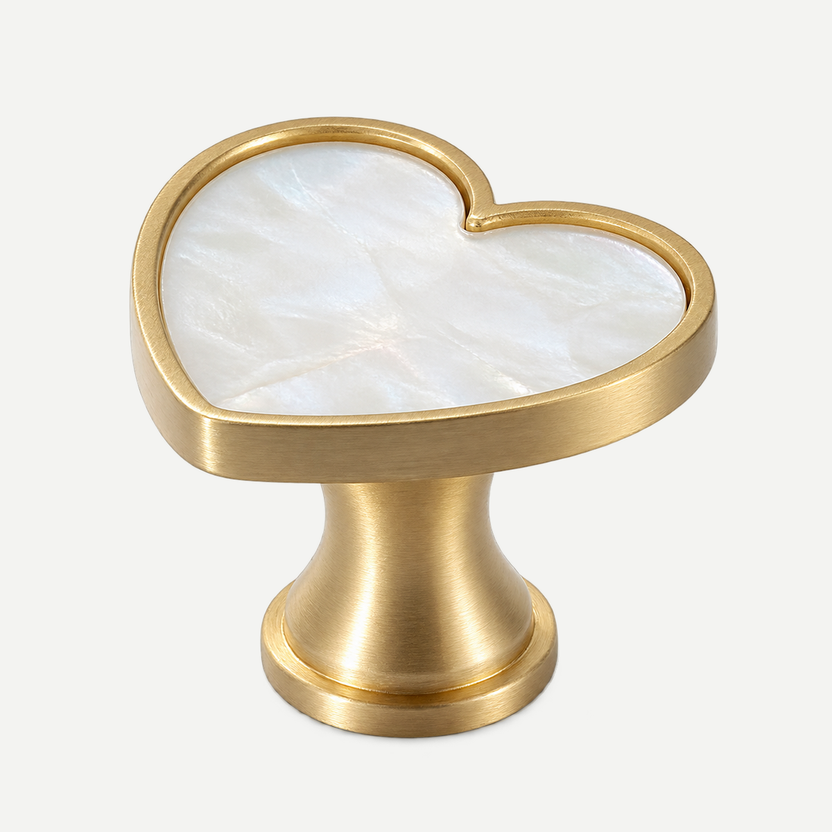 Brushed brass heart knob with decorative inlay, 33mm - main