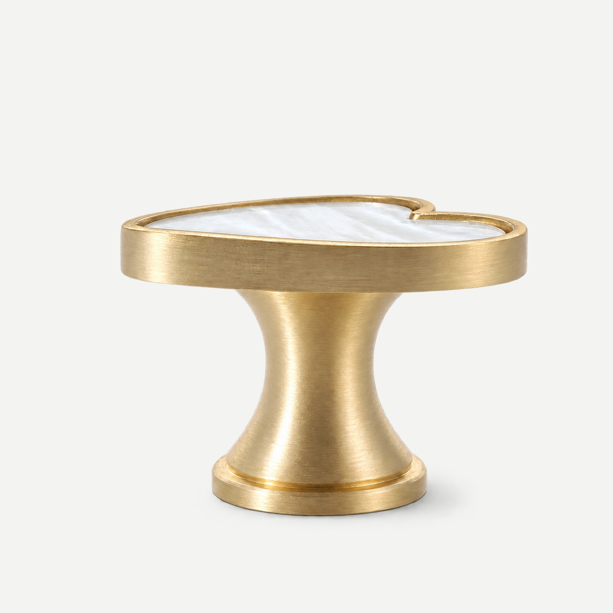 Brushed brass heart knob33mm - low side view