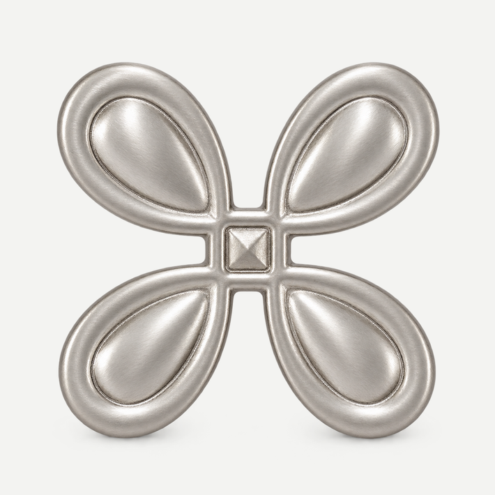 Brushed silver four-petal cabinet knob40mm - single product