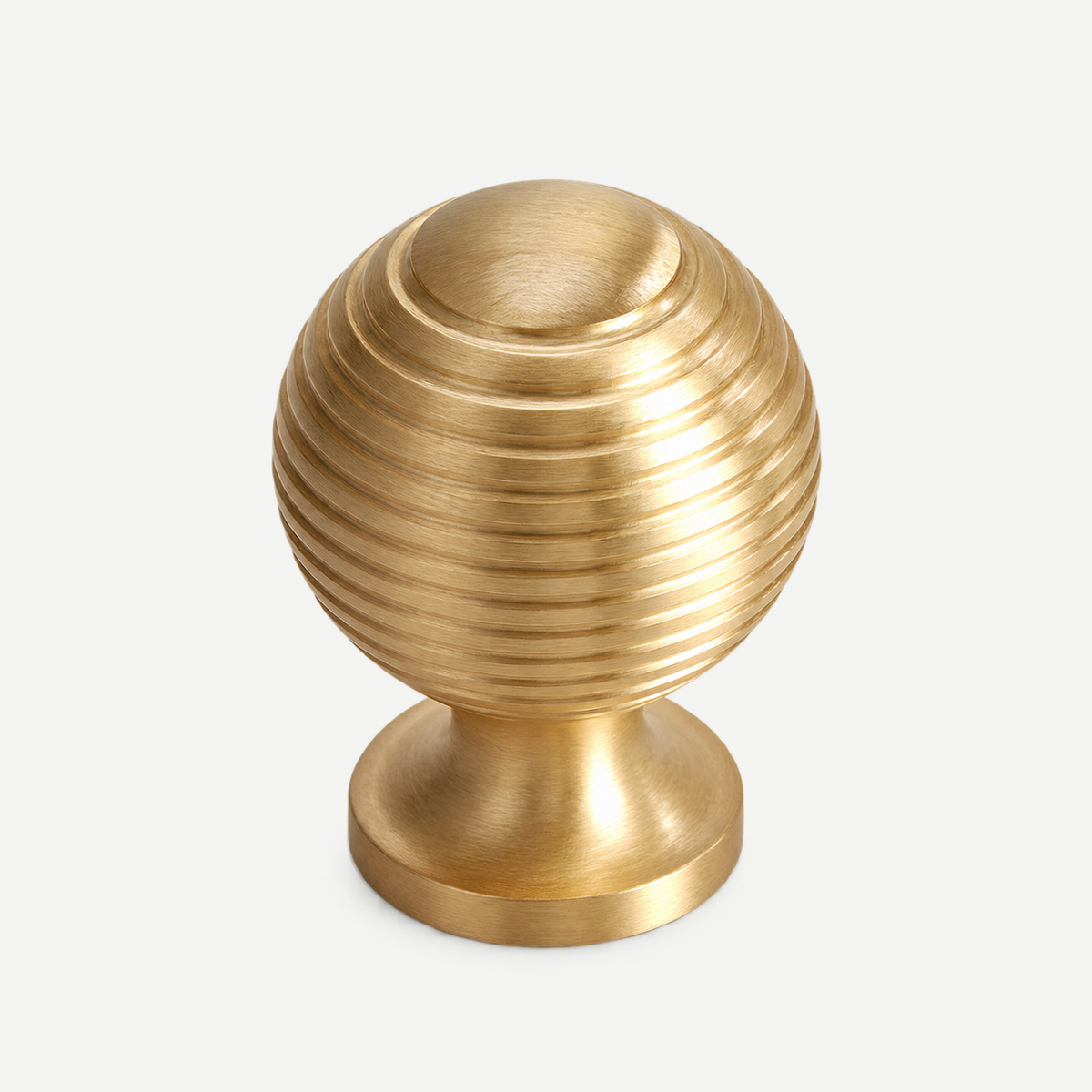 Gold ribbed round ball cabinet knob - 28 mm single item