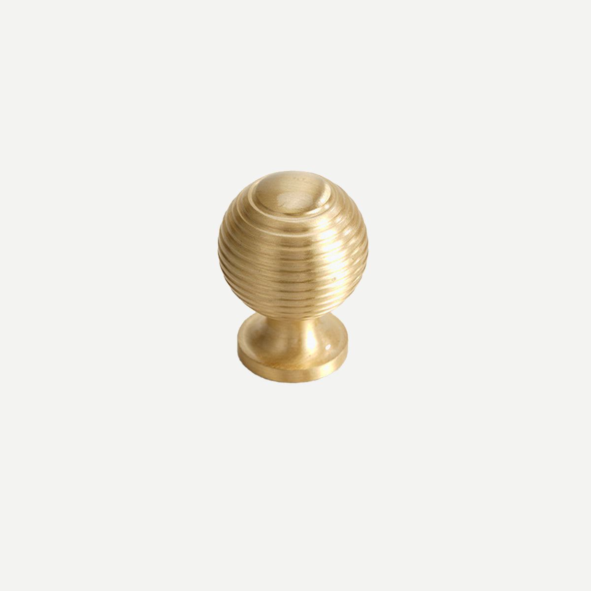 Gold ribbed round ball cabinet knob - original 25 mm variant image background corrected