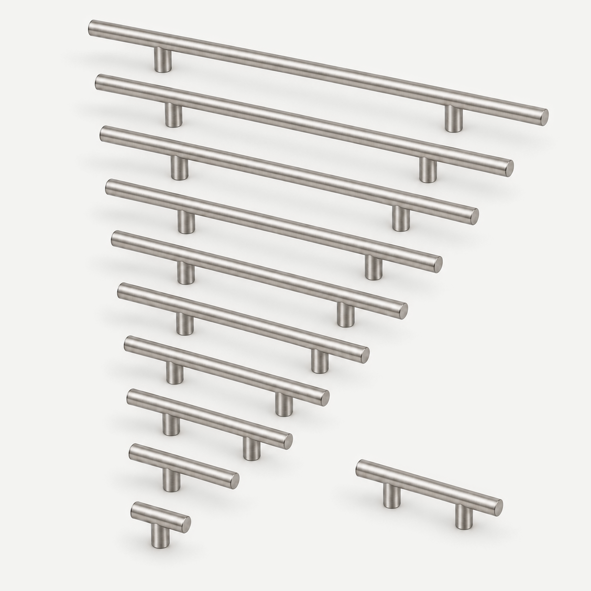 Satin nickel stainless steel cabinet pulls - all11sizes