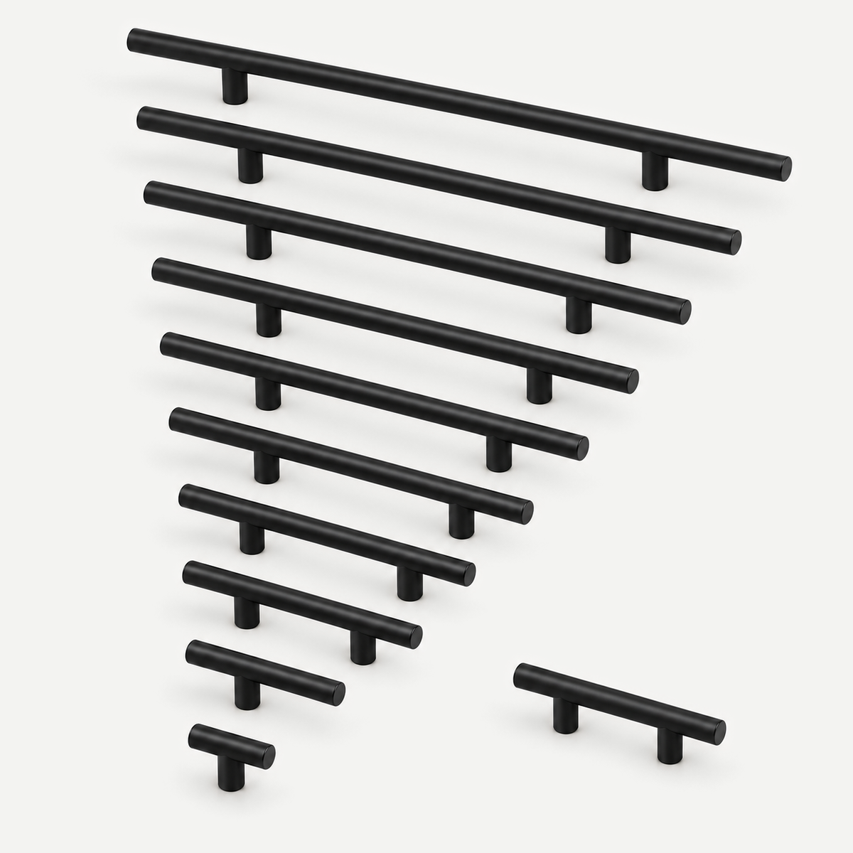 Matt black stainless steel cabinet pulls - all11sizes