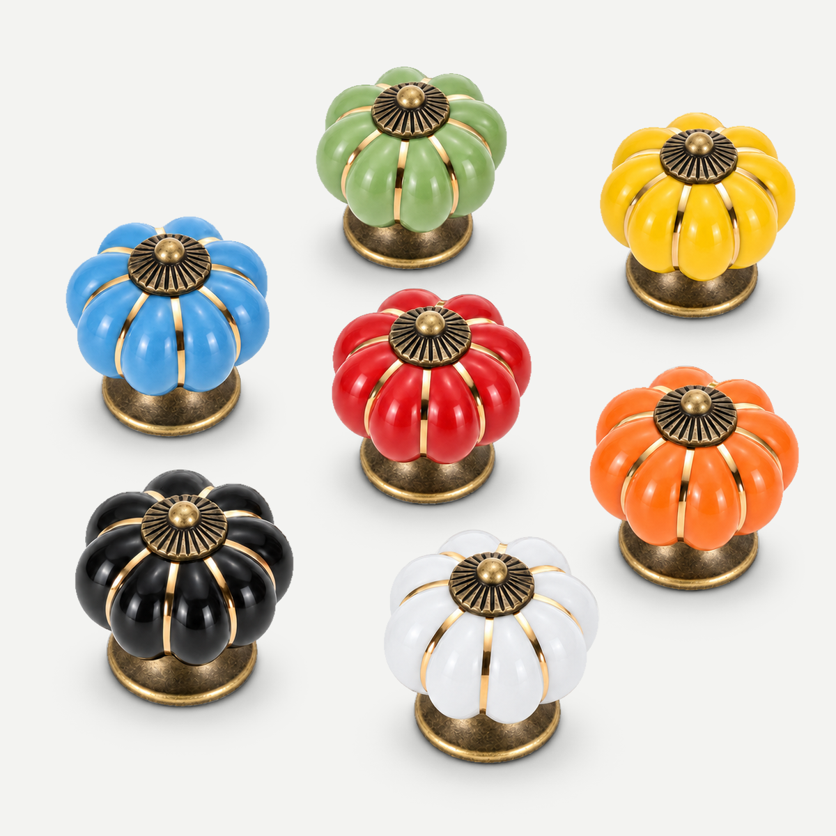 Vintage Ceramic Cabinet Pumpkin Knob - Seven colour choices