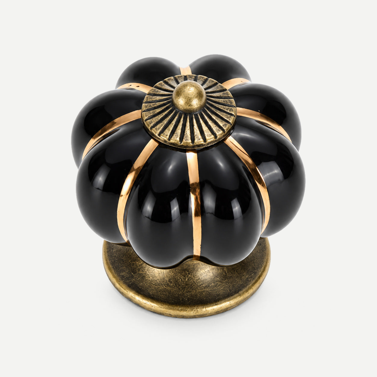 Vintage Ceramic Cabinet Pumpkin Knob - Black