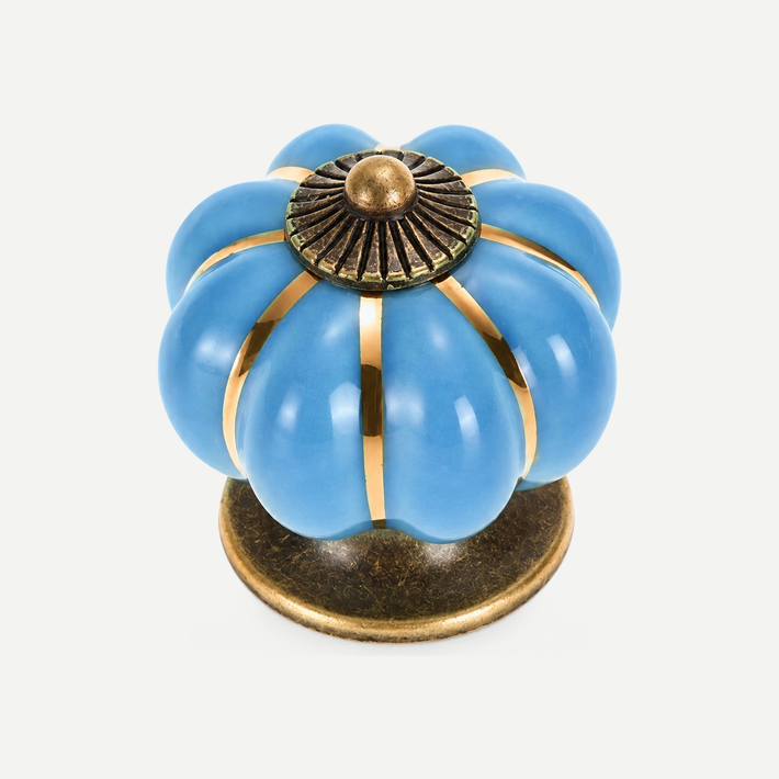 Vintage Ceramic Cabinet Pumpkin Knob - Blue