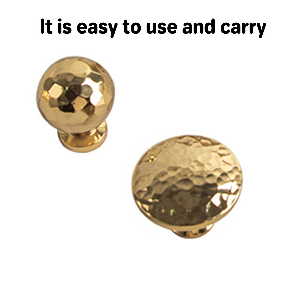 Solid Brass Hammered Cabinet Knob with Polished Finish