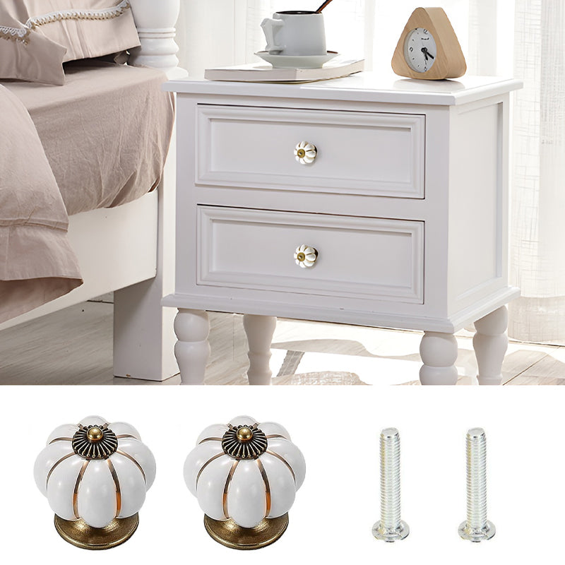 White Vintage Ceramic Zinc Alloy Cabinet Pumpkin Knob