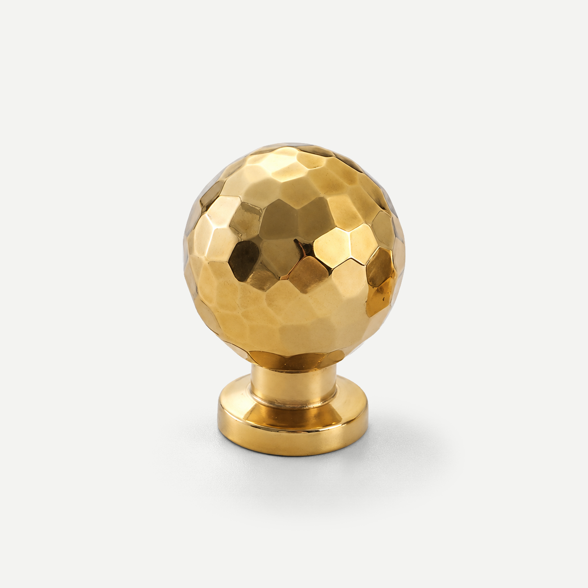 Gold hammered ball cabinet knob - single Round