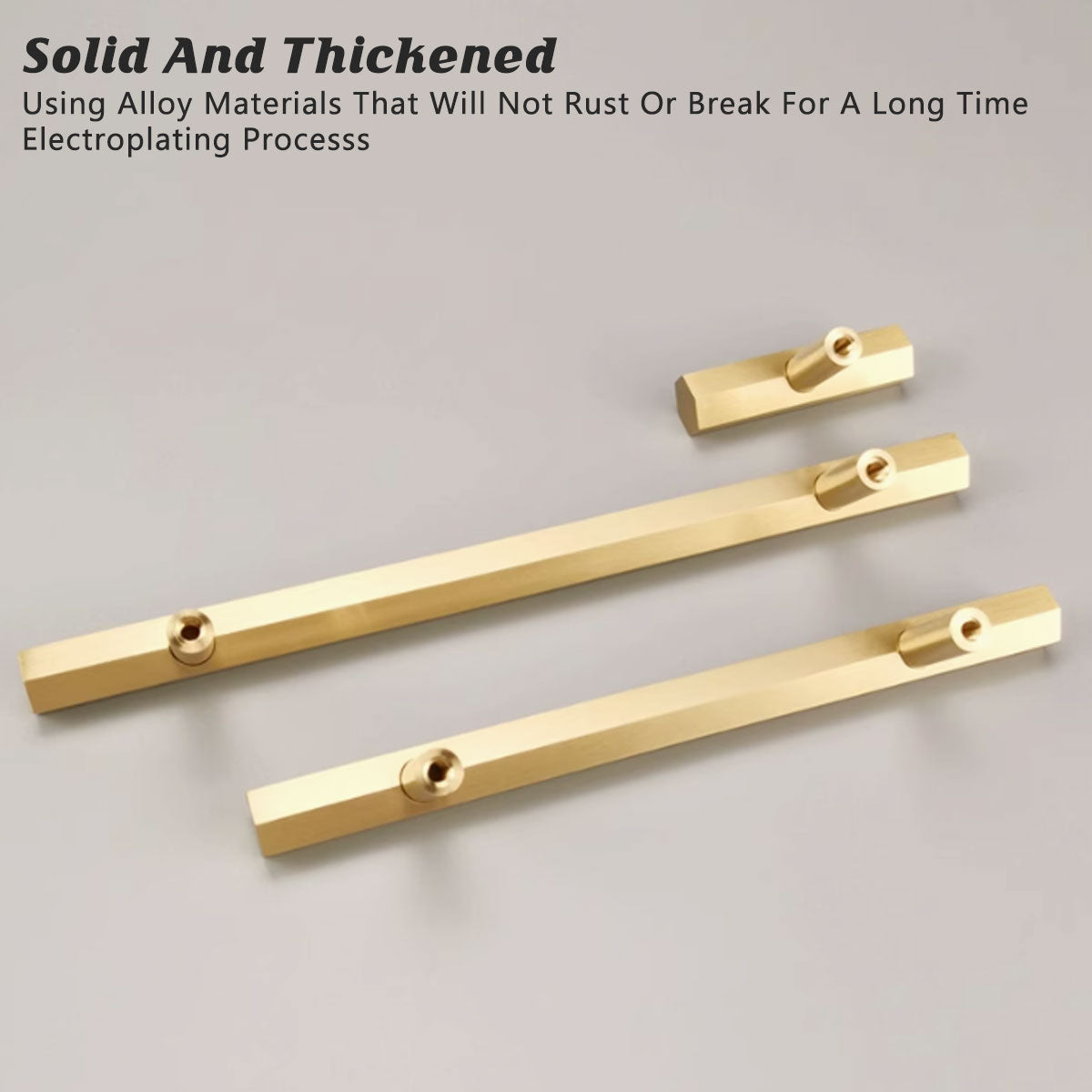 Hexagonal Gold Alloy Cabinet Handle with 64–224mm Options