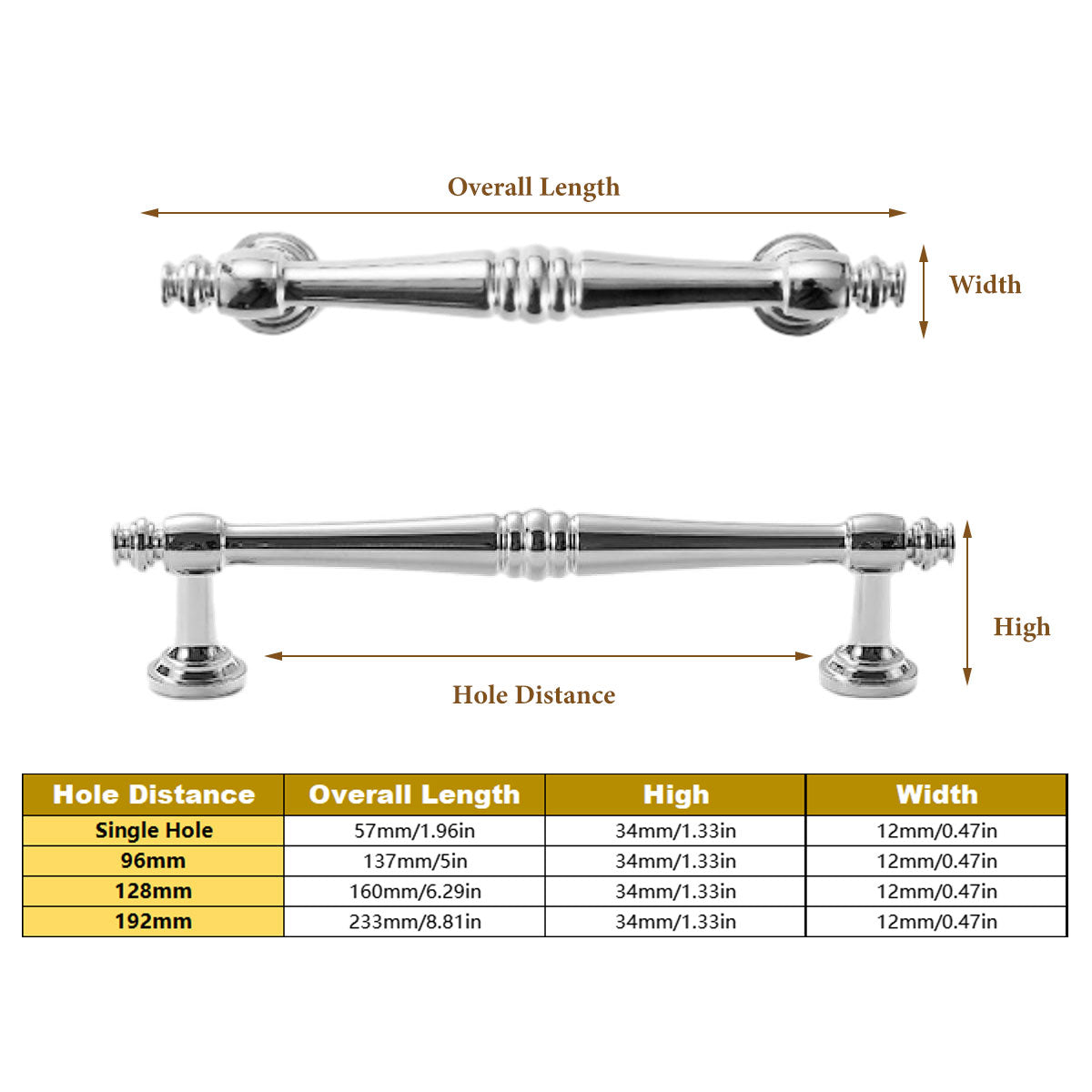 Brass Cabinet Pull Handle 96-224mm - view 21