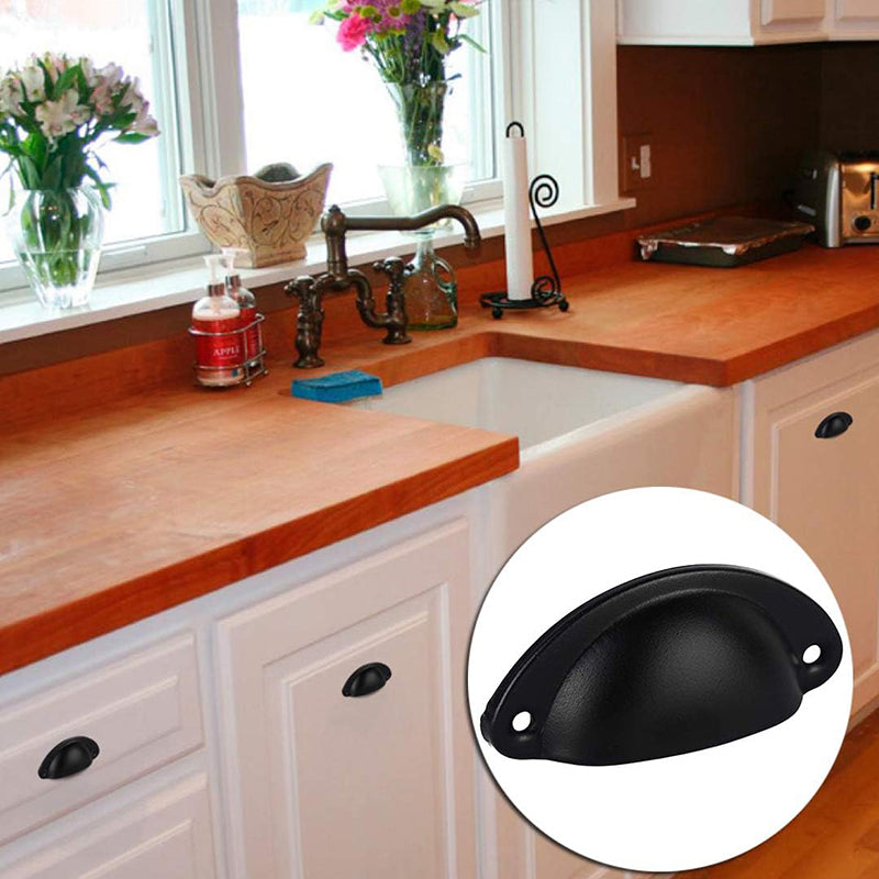 Black Antique Finish Iron Cup Drawer Cabinet Handle Pulls 30 Pack