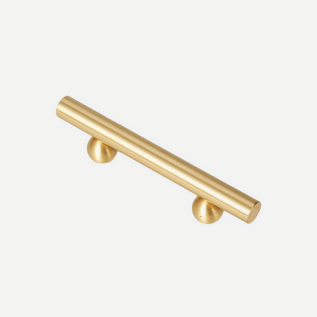 Brushed Brass Smooth Bar Cabinet Handle - 64mm hole centres