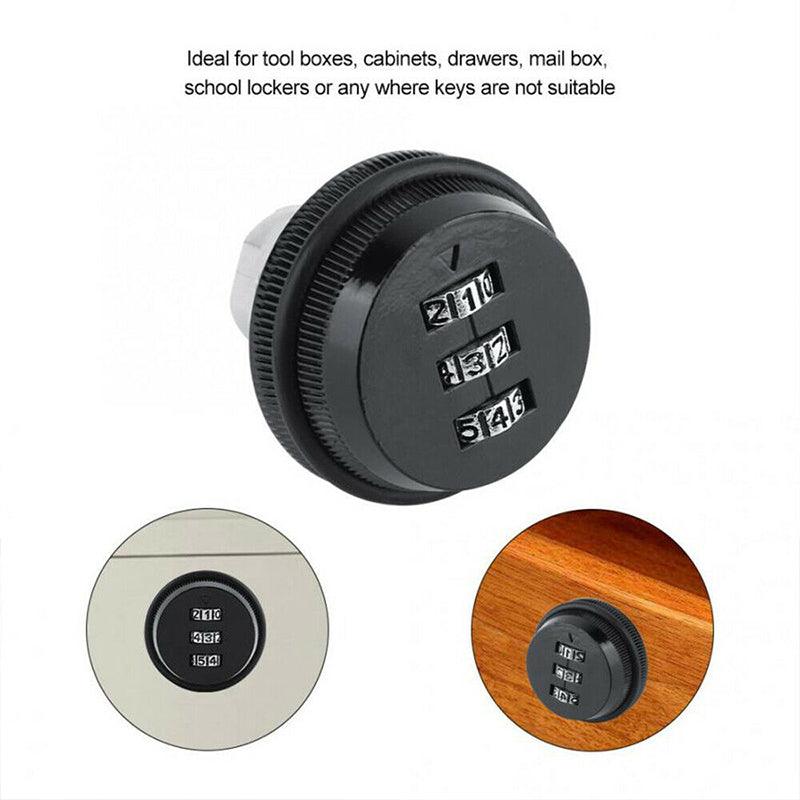 Black 3-Digit Combination Cam Lock for Cabinets and Mailboxes